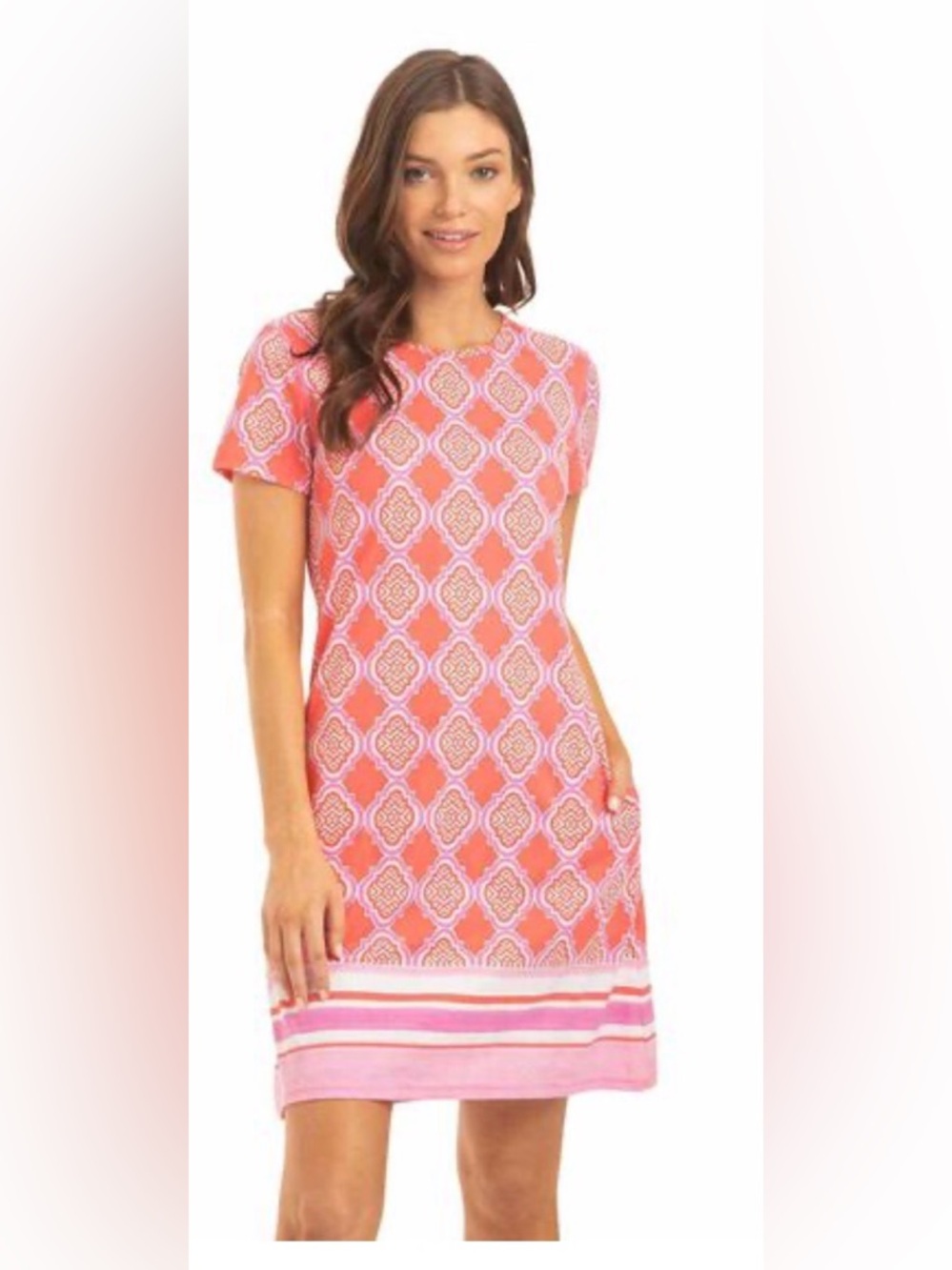 Cabana Life Coral and Pink Geometric Dress